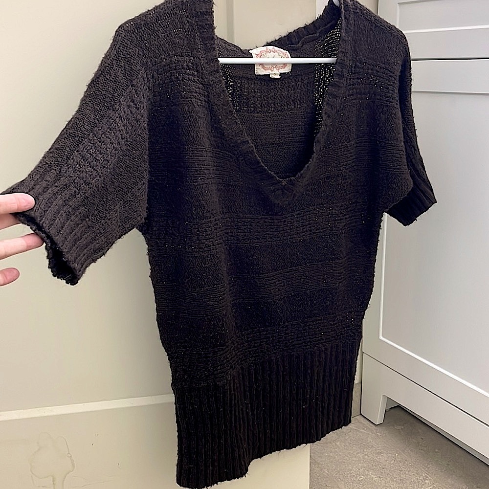 FREE Short sleeve brown v neck sweater top not new Free with any purchase